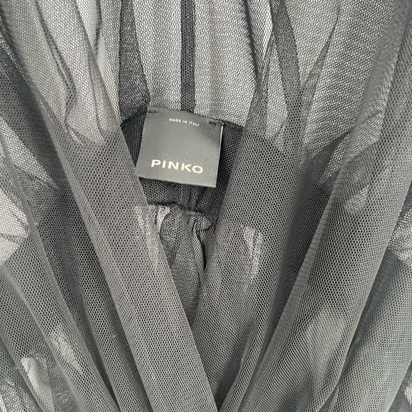 Pinko Black Tulle Sheer Overlay Romantic Goth Organza Top Blouse Vest - Picture 6 of 10